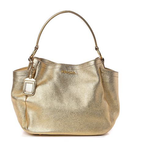 PRADA Metallic Vitello Studded Mini Bag Platino 